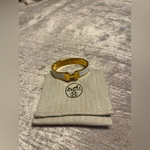 Authentic Hermes white & gold Clic H bracelet